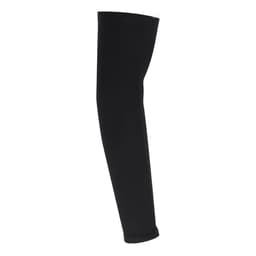 A black leg sleeve accessory, featuring a smooth, fitted design and a plain surface. It includes a logo.