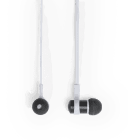 Black and white Mayun earphones with a simple design and a logo present on the product.
