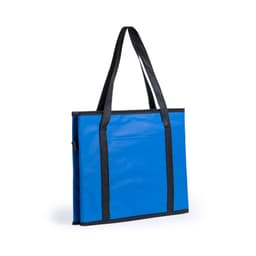 A blue organiser bag with black straps, featuring a simple design and a sturdy structure.