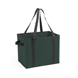A dark green storage bag with black handles, featuring an open top and no visible branding or text.