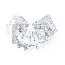 A stack of white sheets featuring intricate black and white mandala designs, ideal for colouring or drawing.