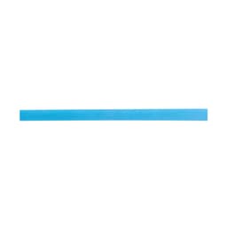 A blue ribbon with a smooth texture, designed as a hatband, featuring a branding logo.