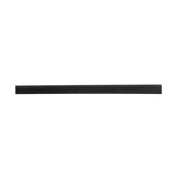 A black ribbon featuring a smooth texture, ideal for decorative use, with a branding logo included.