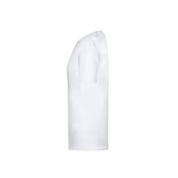 A white MC180 T-Shirt displayed from the side, featuring a short sleeve and simple design.