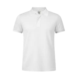 A white MPS180 polo shirt with a collar and short sleeves, featuring a small logo on the chest.