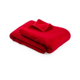 A red Bayalax towel is neatly folded, featuring a soft texture and a simple design. It has a logo on it.