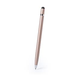 A rose gold ballpoint pen with a stylus tip and a sleek design. It features a chrome accent band.