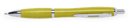 A yellow pen with a silver clip and accents, featuring a sleek, modern design.