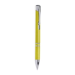 A yellow pen with a chrome clip and trim, suitable for writing. It features a sleek, modern design.