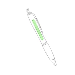 A wooden pen with a sleek design, featuring a green section and a clip for easy carrying.