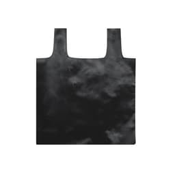 A foldable bag in solid black with two sturdy handles and a simple design. It features a logo.