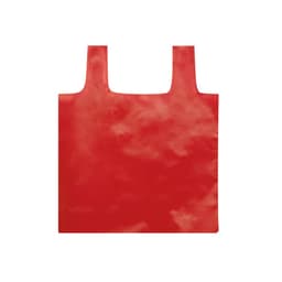 A red foldable bag with two handles. The bag has a smooth texture and includes a logo.