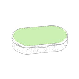 A green antibacterial pillbox with a smooth, rounded design. The product is made from hemp materials and features a logo.