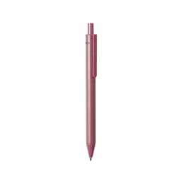 A pink pen with a retractable tip and a clip on the side. The pen has a streamlined design and branding.