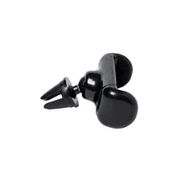 A black car phone holder featuring a versatile vent clip and a supportive design. It includes a logo.