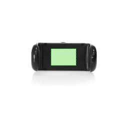 A black phone holder featuring a green display area, designed for securing devices in a car.