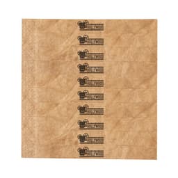A set of brown event wristbands featuring black film reel designs and a Hollywood theme, arranged neatly.