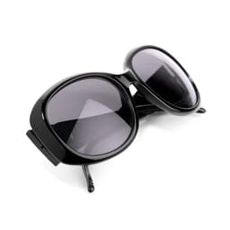 A pair of black Bella Sunglasses with grey lenses, featuring a glossy finish and a sleek design.