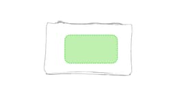 A green multipurpose bag with a dotted outline area for branding or design. It features a logo on the bag.