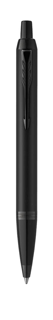 A metal pen in black, featuring a sleek design and a clip for easy carrying. It has a logo on the side.