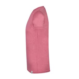 A pink Rits Adult T-Shirt displayed from the side, featuring a simple design and short sleeves, with branding at the bottom.