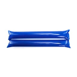 Two blue inflatable cheering sticks with a glossy finish, featuring a logo. Designed as novelty items for events.