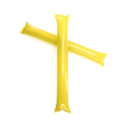 Two bright yellow novelty sticks arranged in a cross formation. Each stick is elongated and sealed at both ends.