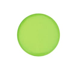 A bright green Frisbee with a smooth surface, featuring a circular shape and an edge trim.