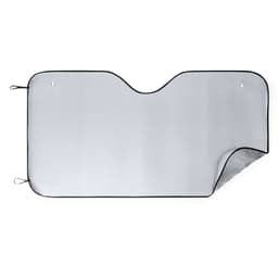 A rectangular Vagon Sunshade in silver with black edging, featuring a textured surface and corner tie loops.