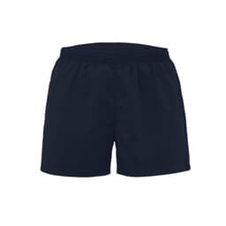 Active shorts for women in navy blue, featuring an elastic waistband and a simple design. Includes a logo.