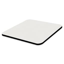 A Precision Mouse Mat featuring a smooth, white surface and rounded edges, complemented by a black underside.