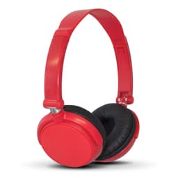 Red Pulsar Headphones with a sleek design, featuring cushioned ear pads and an adjustable headband.