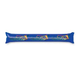 A blue inflatable promotion stick featuring colorful graphics and text.