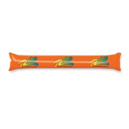 An orange inflatable Thunder Stix with a logo on it.