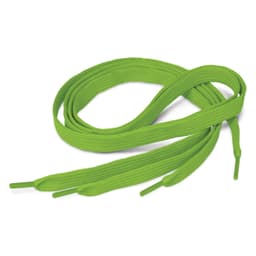 A pair of vibrant green shoelaces with aglets on both ends, designed for various types of footwear.