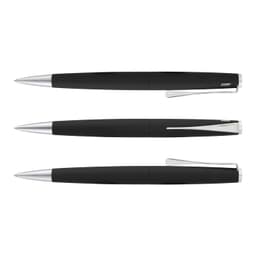 A set of three Lamy Studio metal pens featuring a sleek black design with silver accents.