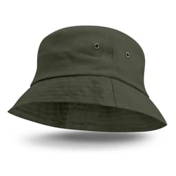 A green Bondi Bucket Hat featuring a wide brim and ventilation eyelets.
