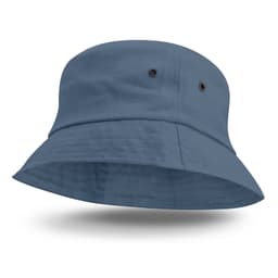 A blue Bondi Bucket Hat with a wide brim and ventilation eyelets.