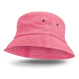 A pink Bondi Bucket Hat with a wide brim and side ventilation holes.