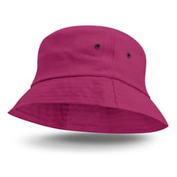 A vibrant pink Bondi Bucket Hat featuring a wide brim and subtle ventilation eyelets. Ideal for stylish sun protection.