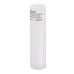 A white tube of Classic Lip Balm, featuring a smooth cap and a simple design with a logo.