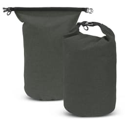 A green Nautica dry bag, featuring a roll-top closure, available in two sizes, with a logo present.