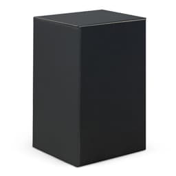 A black box with a sleek design, suitable for retail packaging. It has a simple, unmarked exterior.