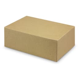A kraft brown lunch box with a simple, rectangular design and a hinged lid. It features a clean, unbranded surface.