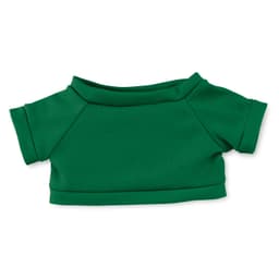 A green cropped top featuring short sleeves, designed for plush toys. It has a simple, casual style.