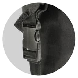 A black roll top cooler bag featuring a sturdy clip closure. The bag has a simple, sleek design.