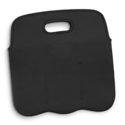 A black neoprene stubby cooler bag featuring a handle and stitched detailing. It has a smooth, flat surface.