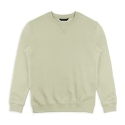 A light green unisex sweatshirt with a round neckline and long sleeves, featuring a simple design and logo.