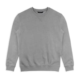 A grey unisex sweatshirt featuring a round neckline and ribbed cuffs, with a subtle logo on the chest.