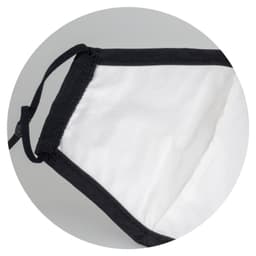 A Luxe Face Mask in black and white, featuring adjustable ear loops and a soft inner lining.